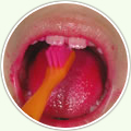 5.お口を開けて、前歯のうしろ側をかきだすように磨きましょう