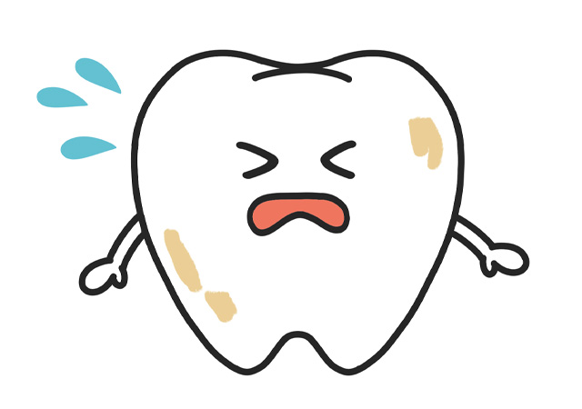 メンテナンス不足で汚れのついた歯のイラスト